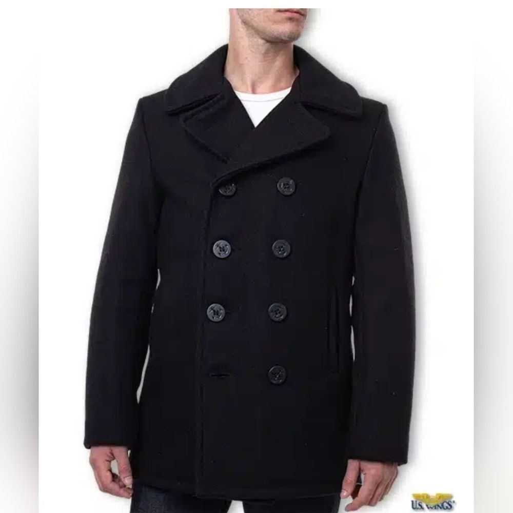 HEAVY United States Military Issue Black Wool Pea Coat Size M